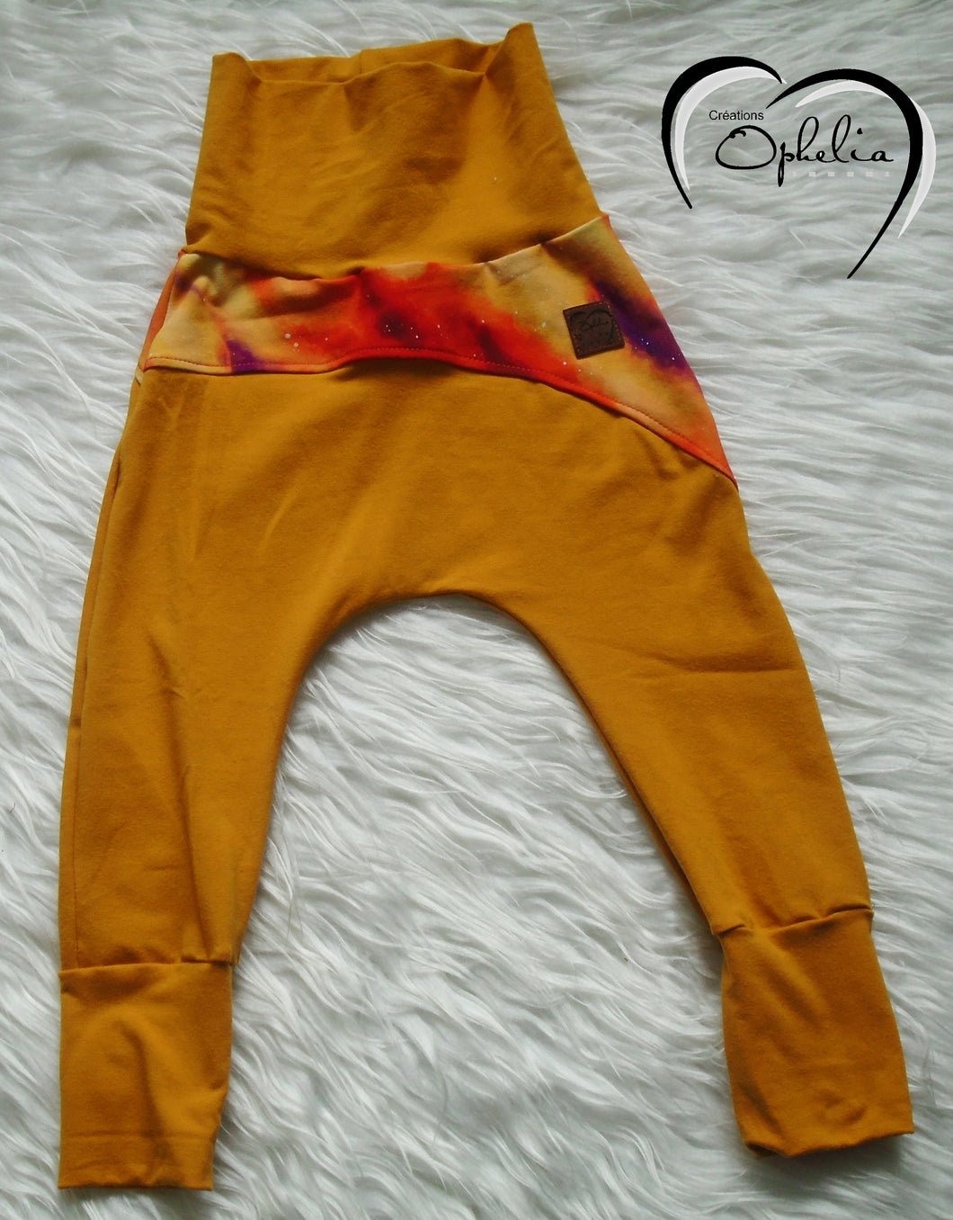Pantalon évolutif moutarde et orange nebula